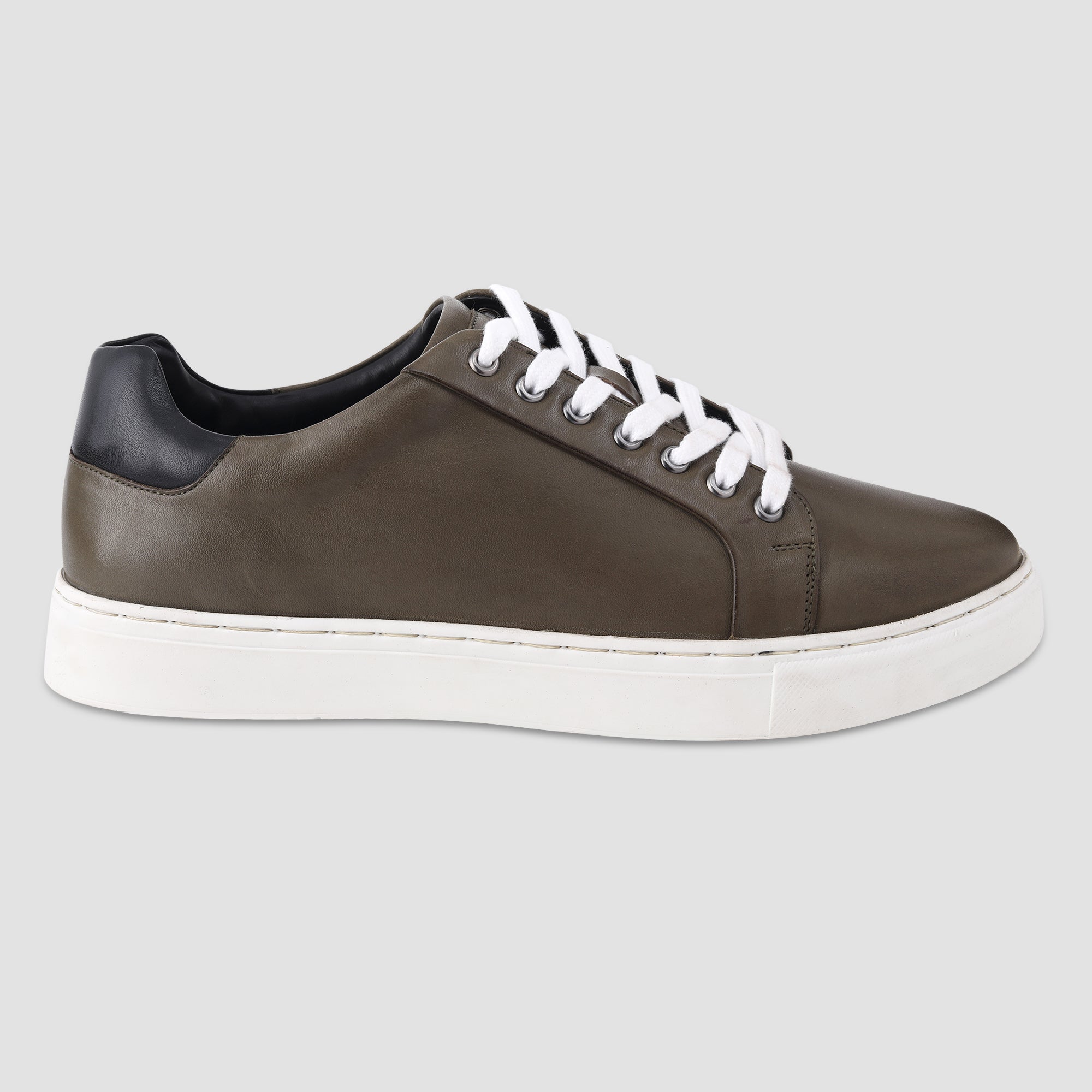 Ezok Olive Leather Sneaker For Men